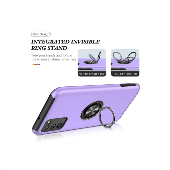 Samsung Galaxy A02s Kılıf Elit Yüzüklü Kapak - Mor