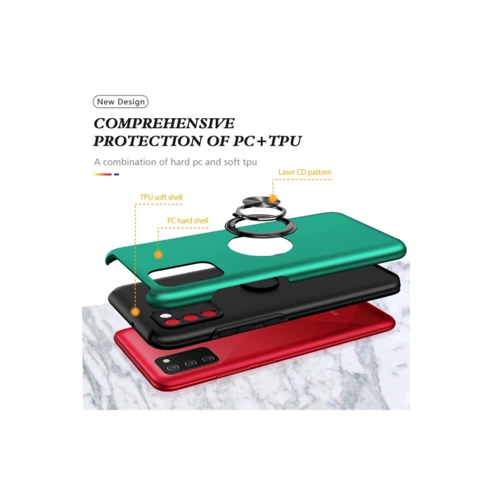 Samsung Galaxy A02s Kılıf Elit Yüzüklü Kapak - Yeşil