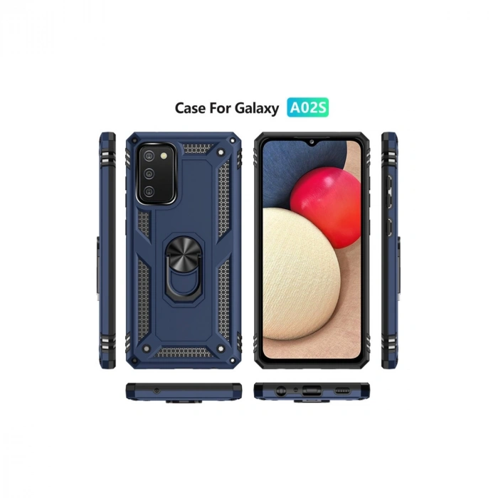 Samsung Galaxy A02s Kılıf Sofya Yüzüklü Silikon Kapak - Lacivert