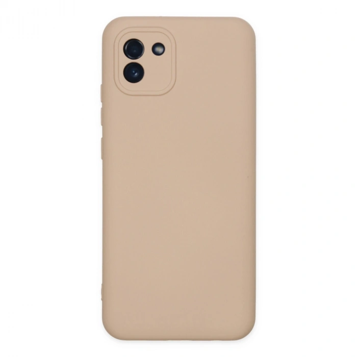 Samsung Galaxy A03 Kılıf Nano İçi Kadife Silikon - Pudra