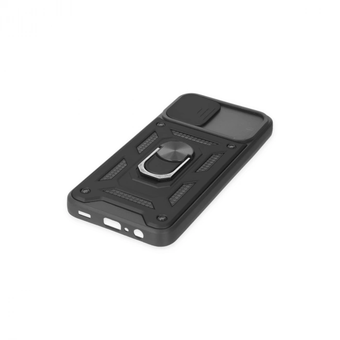 Samsung Galaxy A03 Kılıf Pars Lens Yüzüklü Silikon - Siyah