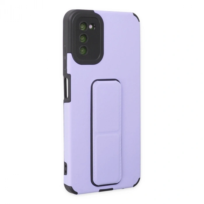 Samsung Galaxy A03s Kılıf Mega Standlı Silikon - Lila