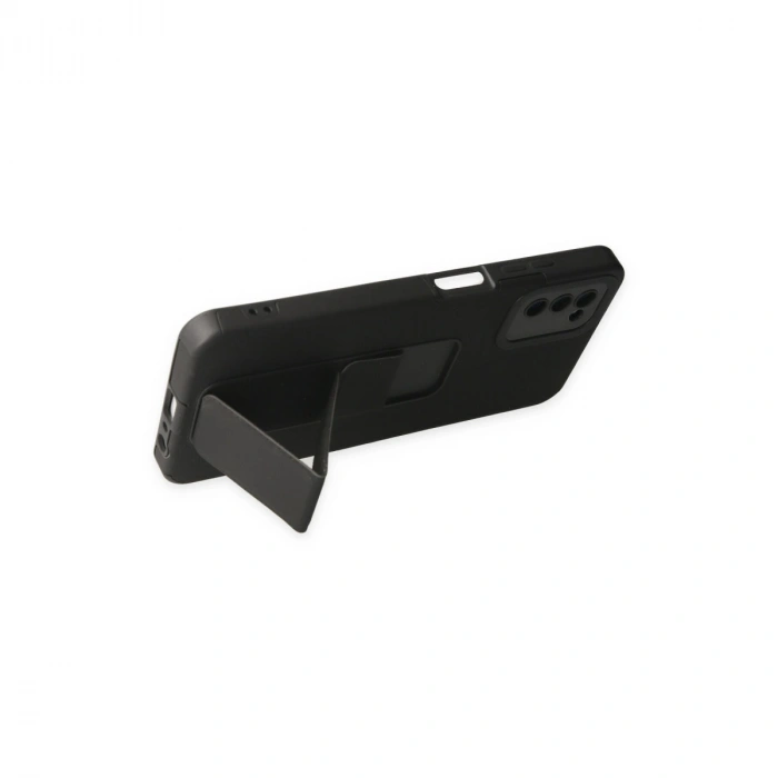 Samsung Galaxy A03s Kılıf Mega Standlı Silikon - Siyah