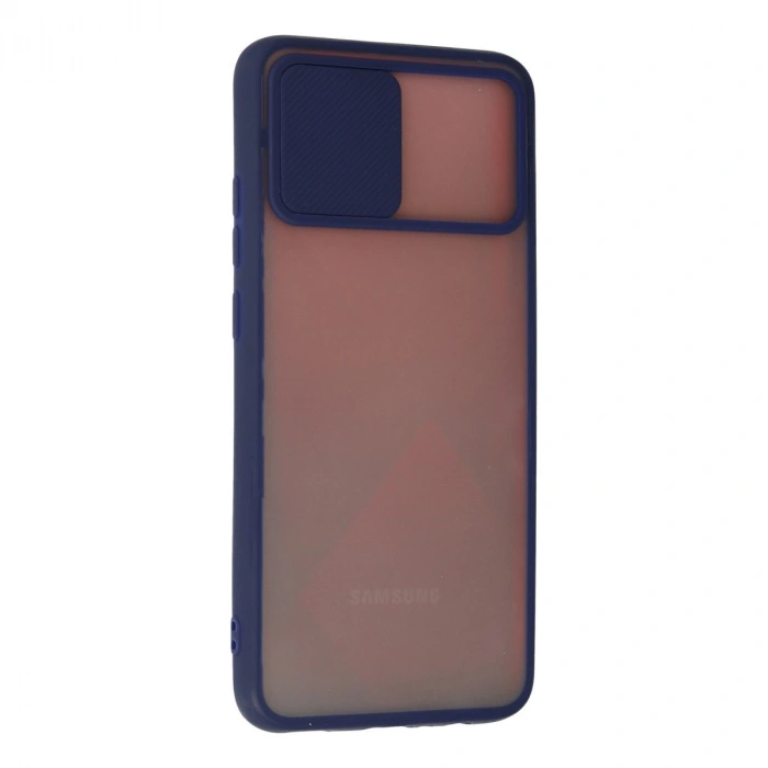 Samsung Galaxy A03s Kılıf Palm Buzlu Kamera Sürgülü Silikon - Lacivert