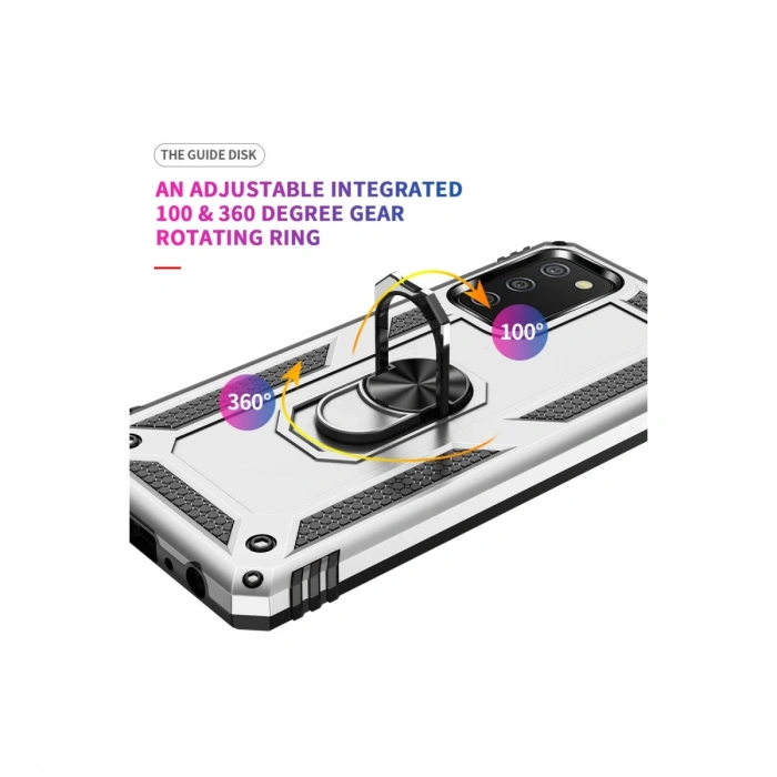 Samsung Galaxy A03s Kılıf Sofya Yüzüklü Silikon Kapak - Gümüş