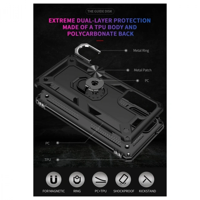 Samsung Galaxy A03s Kılıf Sofya Yüzüklü Silikon Kapak - Siyah