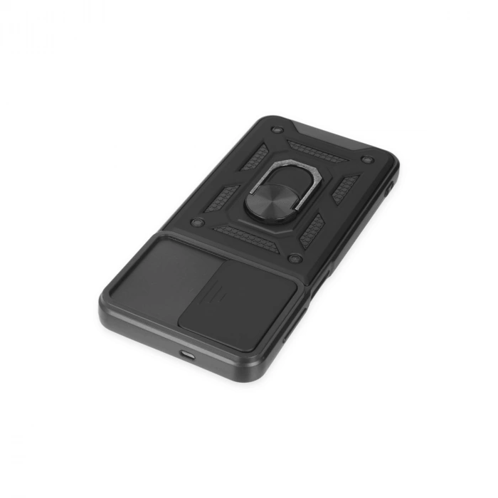 Samsung Galaxy A04s Kılıf Pars Lens Yüzüklü Silikon - Siyah