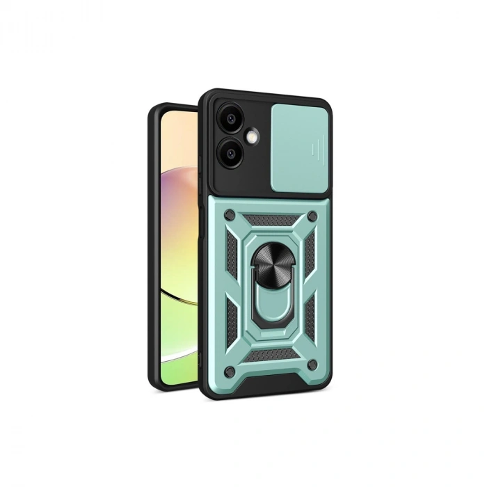 Samsung Galaxy A06 Kılıf Pars Lens Yüzüklü Silikon - Yeşil
