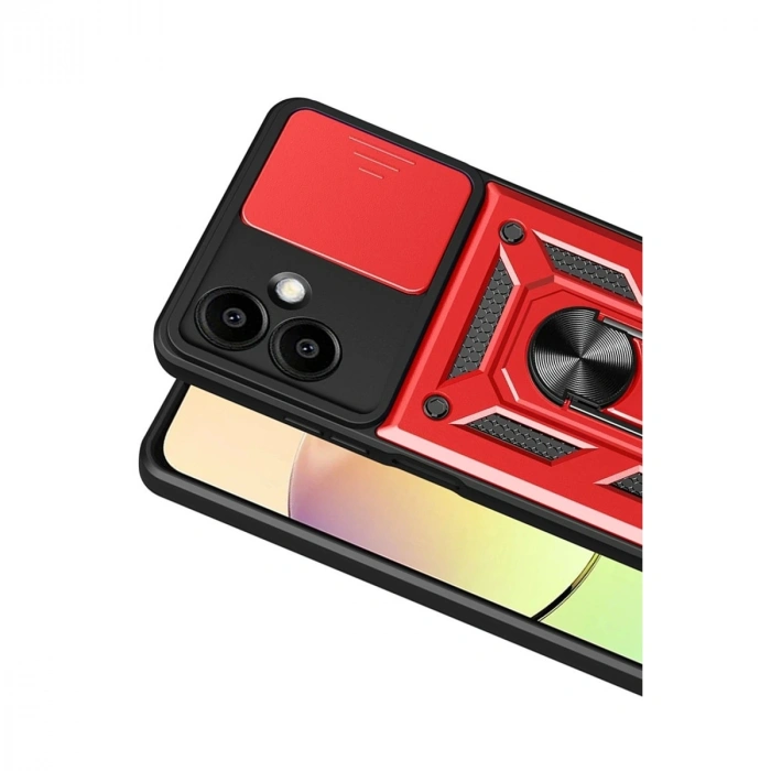 Samsung Galaxy A07 4g Pars Lens Yüzüklü Silikon - Kırmızı