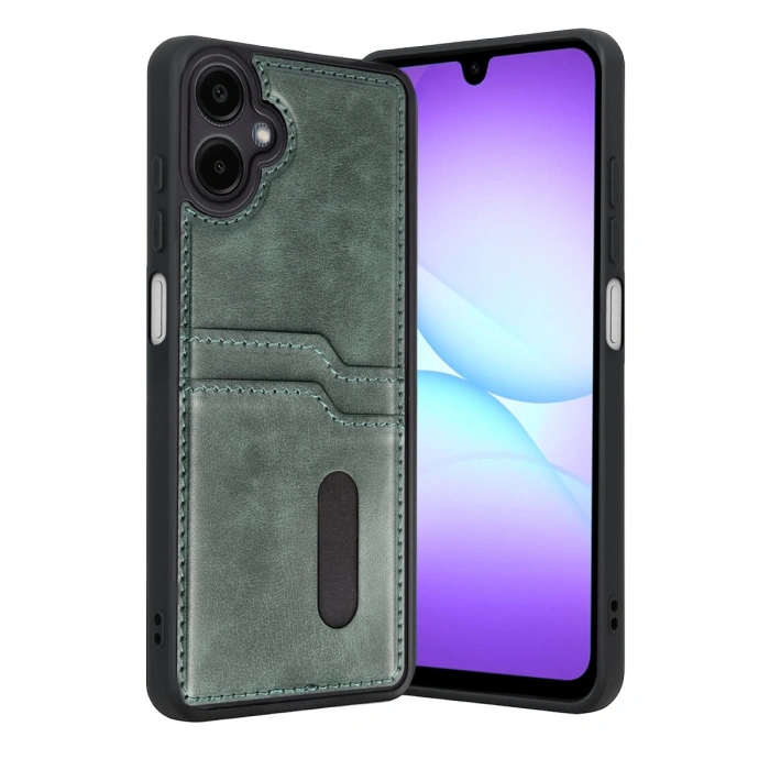 Samsung Galaxy A07 4g Sara Kartvizitli Deri Kılıf - Yeşil