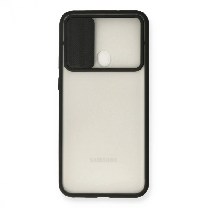 Samsung Galaxy A11 Kılıf Palm Buzlu Kamera Sürgülü Silikon - Siyah