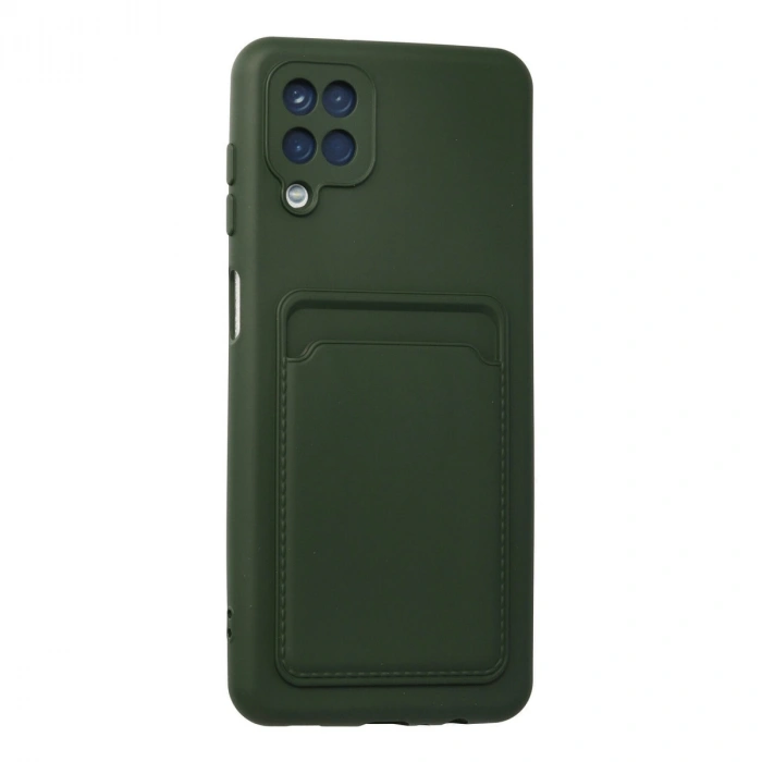 Samsung Galaxy A12 Kılıf Kelvin Kartvizitli Silikon - Koyu Yeşil
