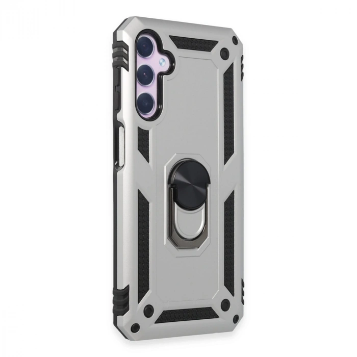 Samsung Galaxy A14 4g Kılıf Sofya Yüzüklü Silikon Kapak - Gümüş