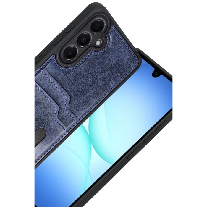 Samsung Galaxy A17 5g Sara Kartvizitli Deri Kılıf - Lacivert