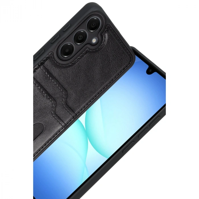 Samsung Galaxy A17 5g Sara Kartvizitli Deri Kılıf - Siyah