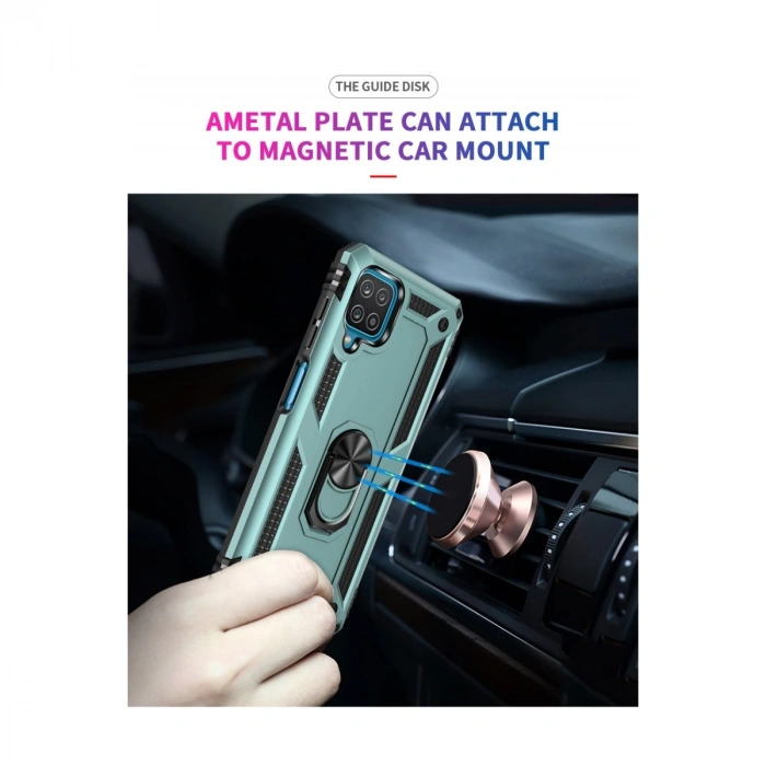 Samsung Galaxy A22 Kılıf Sofya Yüzüklü Silikon Kapak - Yeşil