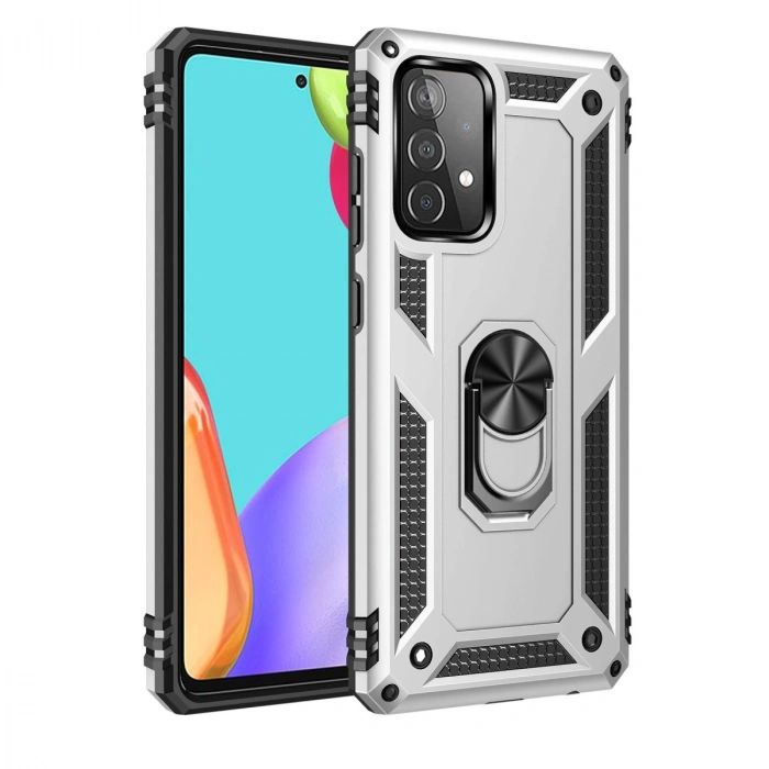 Samsung Galaxy A33 5g Kılıf Sofya Yüzüklü Silikon Kapak - Gümüş