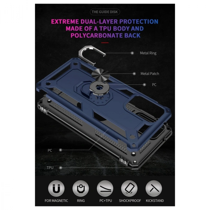 Samsung Galaxy A33 5g Kılıf Sofya Yüzüklü Silikon Kapak - Lacivert