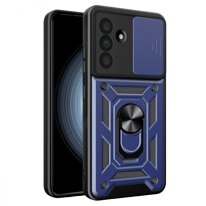 Samsung Galaxy A37 5g Pars Lens Yüzüklü Silikon - Lacivert