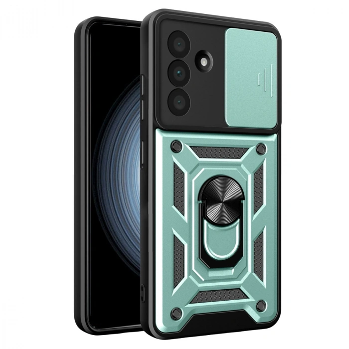 Samsung Galaxy A37 5g Pars Lens Yüzüklü Silikon - Yeşil