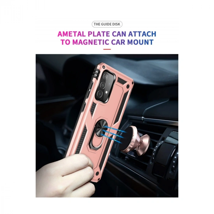 Samsung Galaxy A53 5g Kılıf Sofya Yüzüklü Silikon Kapak - Rose