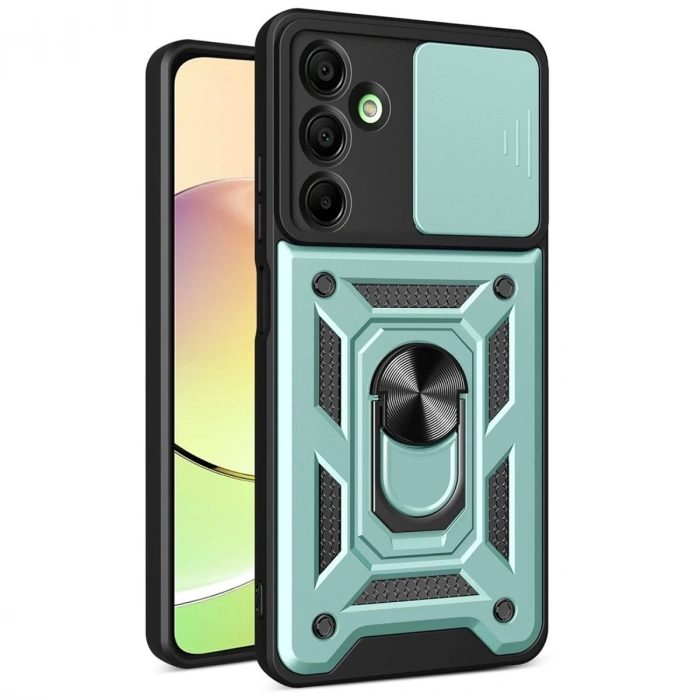 Samsung Galaxy A56 Kılıf Pars Lens Yüzüklü Silikon - Yeşil