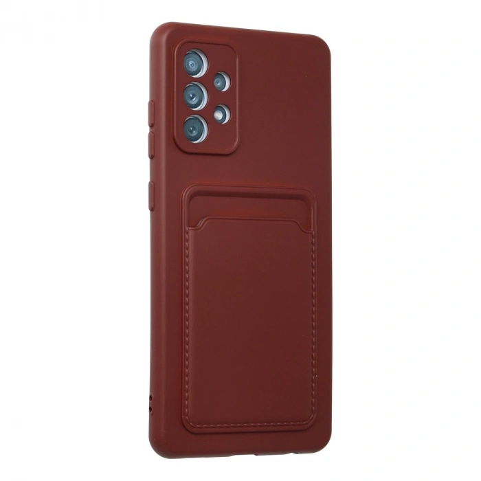 Samsung Galaxy A72 Kılıf Kelvin Kartvizitli Silikon - Bordo