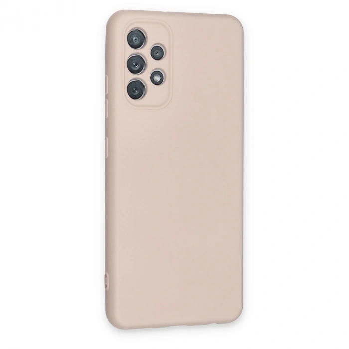 Samsung Galaxy A72 Kılıf Nano İçi Kadife Silikon - Pudra