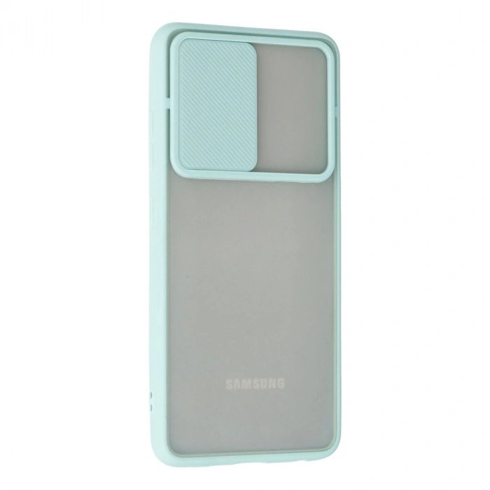 Samsung Galaxy A72 Kılıf Palm Buzlu Kamera Sürgülü Silikon - Turkuaz