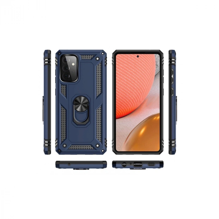 Samsung Galaxy A72 Kılıf Sofya Yüzüklü Silikon Kapak - Lacivert