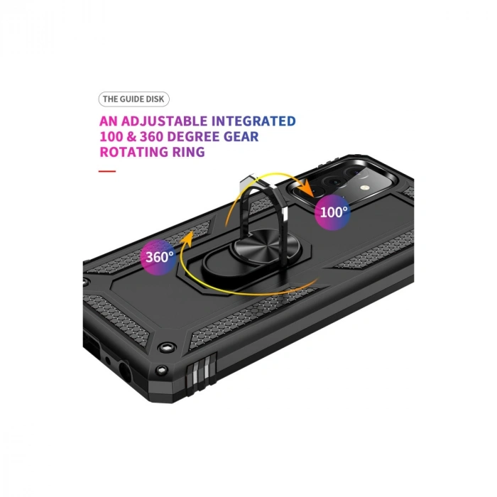 Samsung Galaxy A72 Kılıf Sofya Yüzüklü Silikon Kapak - Siyah