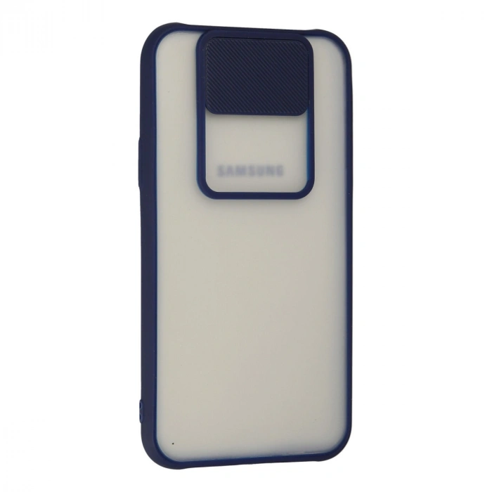 Samsung Galaxy J7 Kılıf Palm Buzlu Kamera Sürgülü Silikon - Lacivert