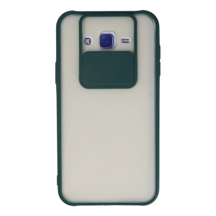 Samsung Galaxy J7 Kılıf Palm Buzlu Kamera Sürgülü Silikon - Yeşil