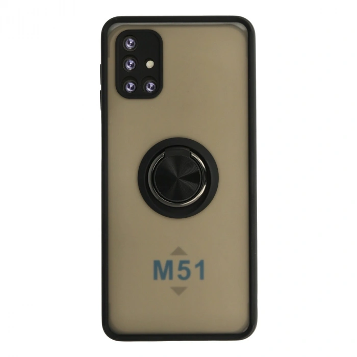 Samsung Galaxy M51 Kılıf Montreal Yüzüklü Silikon Kapak - Siyah