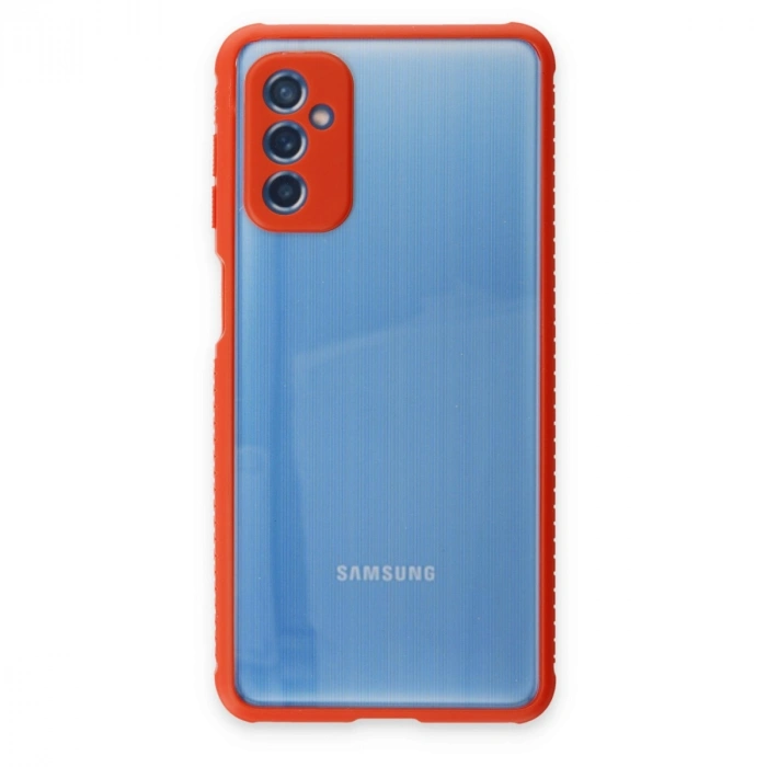 Samsung Galaxy M52 5g Kılıf Miami Şeffaf Silikon - Kırmızı