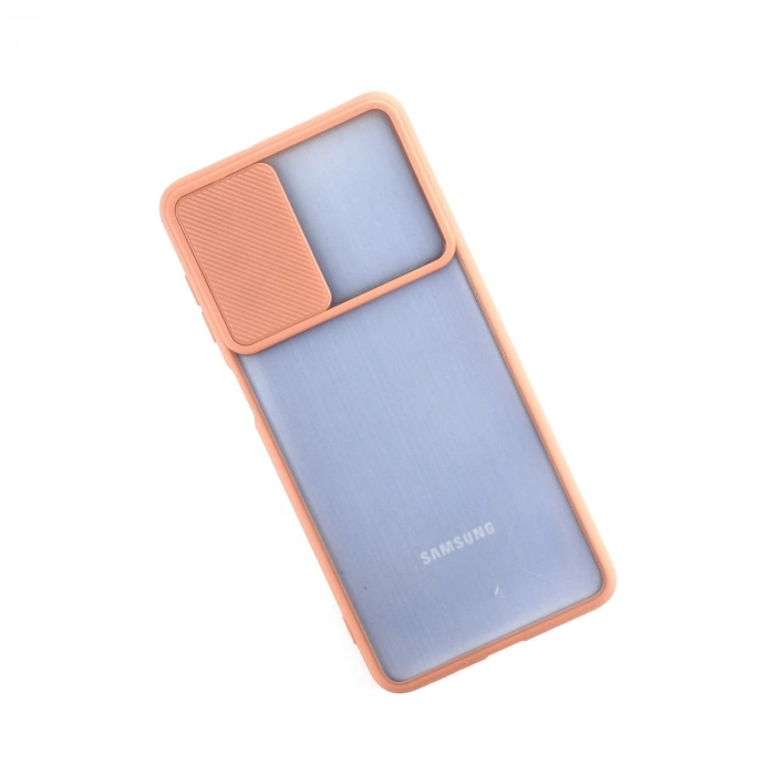 Samsung Galaxy M52 5g Kılıf Palm Buzlu Kamera Sürgülü Silikon - Pembe