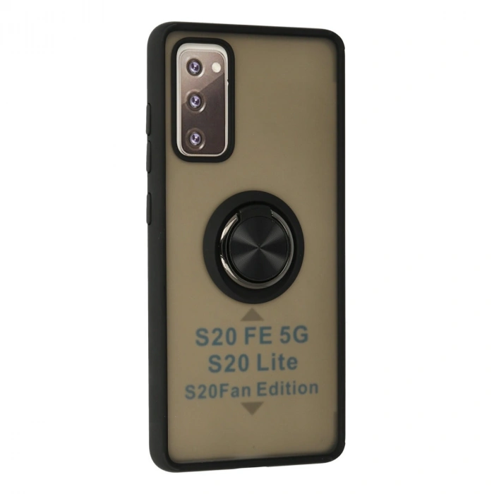 Samsung Galaxy S20 Fe Kılıf Montreal Yüzüklü Silikon Kapak - Siyah