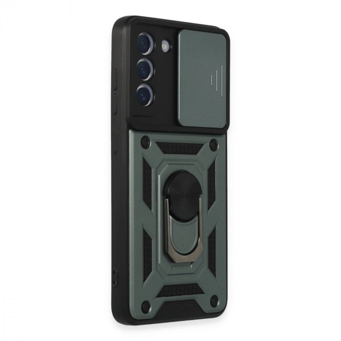 Samsung Galaxy S21 Fe Kılıf Pars Lens Yüzüklü Silikon - Yeşil