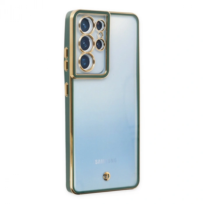 Samsung Galaxy S21 Ultra Kılıf Liva Lens Silikon - Yeşil