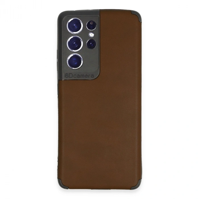 Samsung Galaxy S21 Ultra Kılıf Loop Deri Silikon - Kahverengi