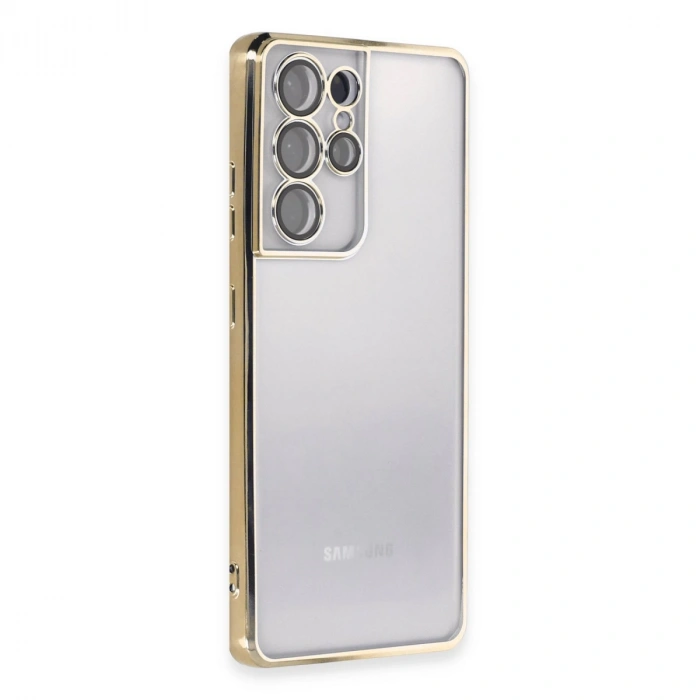 Samsung Galaxy S21 Ultra Kılıf Razer Lensli Silikon - Gold