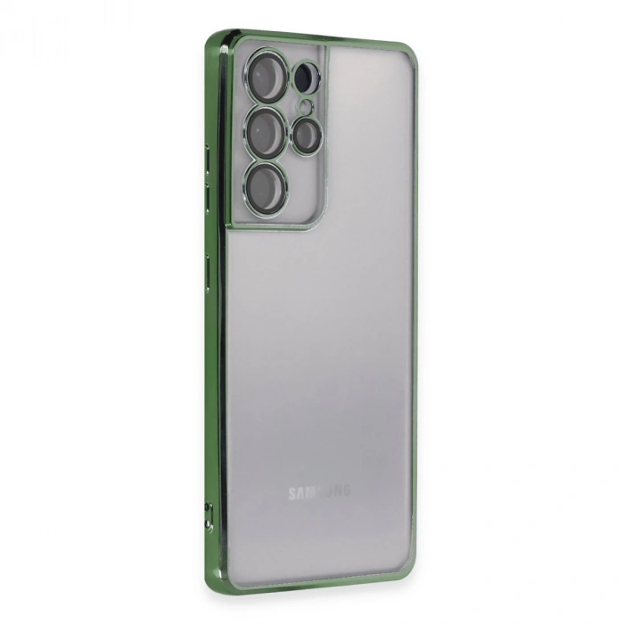 Samsung Galaxy S21 Ultra Kılıf Razer Lensli Silikon - Yeşil