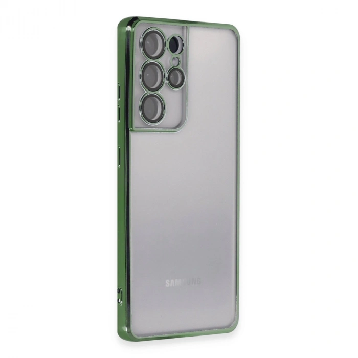 Samsung Galaxy S21 Ultra Kılıf Razer Lensli Silikon - Yeşil
