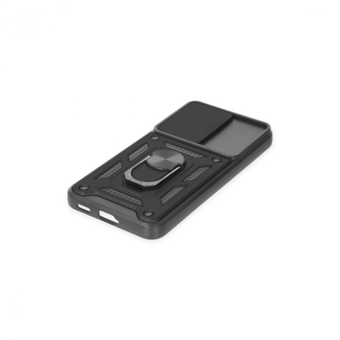 Samsung Galaxy S22 Kılıf Pars Lens Yüzüklü Silikon - Siyah