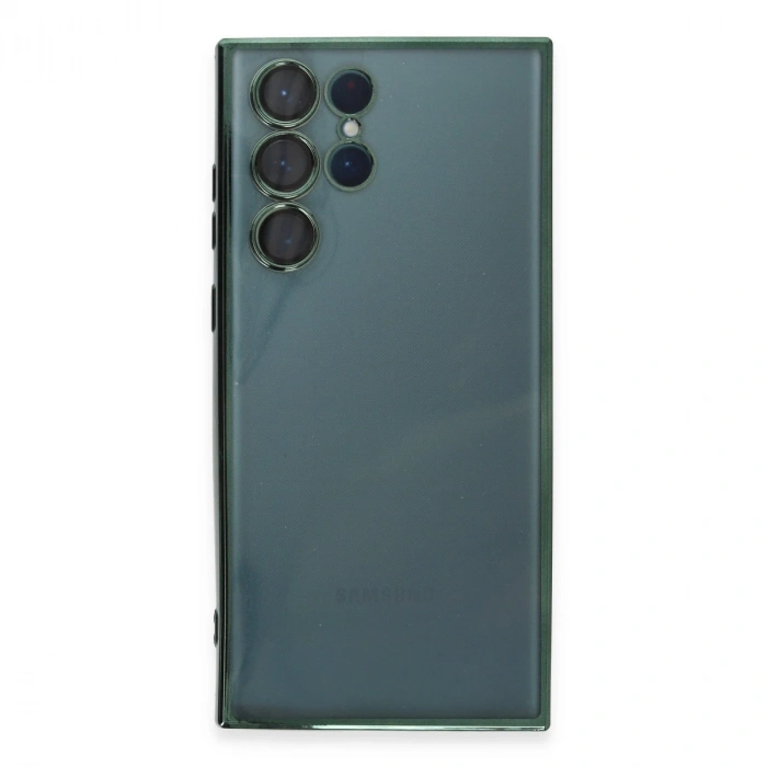 Samsung Galaxy S22 Ultra Kılıf Razer Lensli Silikon - Yeşil