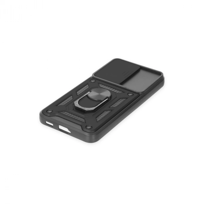 Samsung Galaxy S23 Kılıf Pars Lens Yüzüklü Silikon - Siyah