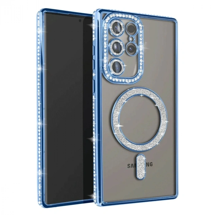 Samsung Galaxy S23 Ultra Joke Simli Magneticsafe Kılıf - Mavi