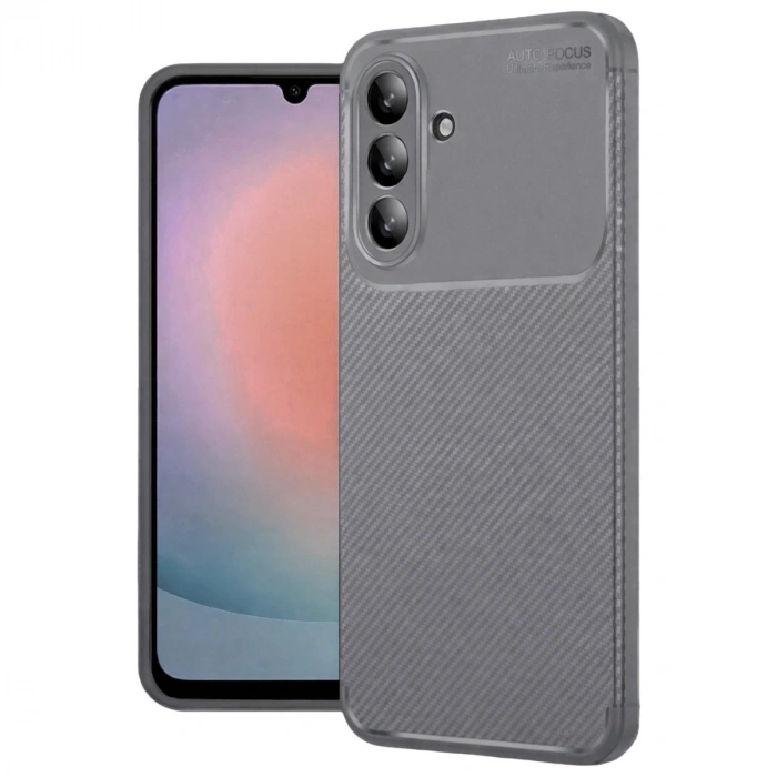 Samsung Galaxy S24 Fe Kılıf Auto Focus Karbon Kapak - Gri