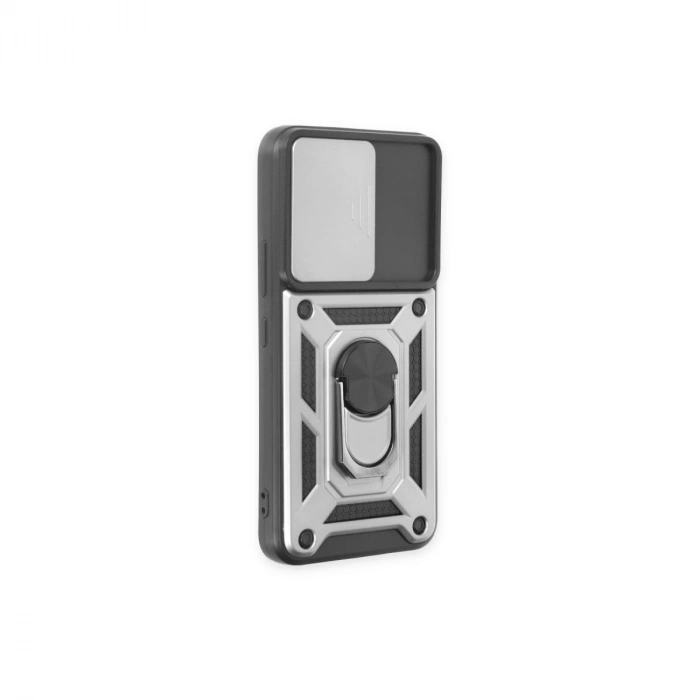 Samsung Galaxy S24 Kılıf Pars Lens Yüzüklü Silikon - Gümüş