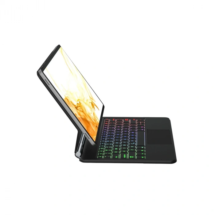 Samsung Galaxy T737 Tab S7 Fe 12.4 Kılıf Eternal Ledli Klavyeli Tablet Kılıfı - Siyah